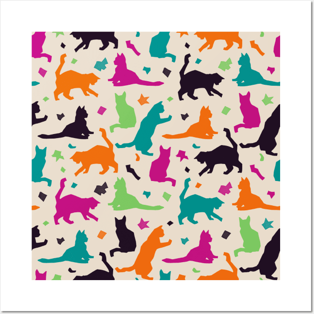 Dark Colors Matisse Cats Wall Art by Carolina Díaz